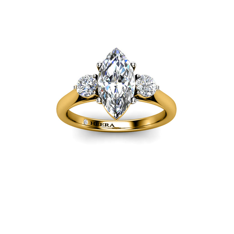 HONEY - Marquise and Rounds Trilogy Engagement Ring in Yellow Gold - HEERA DIAMONDS