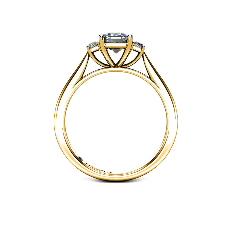 RASIN I - Emeralds Trilogy Engagement Ring in Yellow Gold - HEERA DIAMONDS