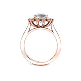 FLORA - Emerald Diamond Engagement Ring with Flower Halo in Rose Gold - HEERA DIAMONDS