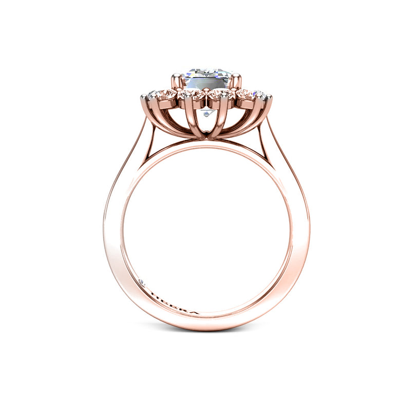 FLORA - Emerald Diamond Engagement Ring with Flower Halo in Rose Gold - HEERA DIAMONDS