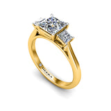 PINK II- Princess Trilogy Engagement Ring in Yellow Gold - HEERA DIAMONDS