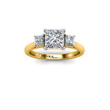 PINK II- Princess Trilogy Engagement Ring in Yellow Gold - HEERA DIAMONDS