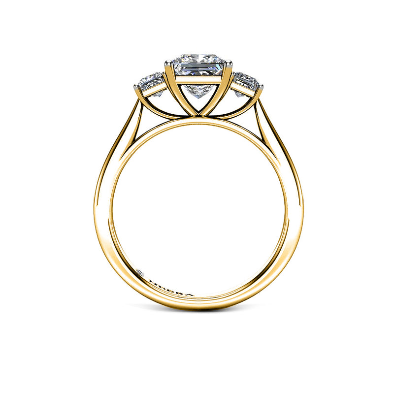 PINK II- Princess Trilogy Engagement Ring in Yellow Gold - HEERA DIAMONDS