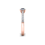 DAISY - Round Brilliant Engagement ring with Diamond Shoulders in Rose Gold - HEERA DIAMONDS