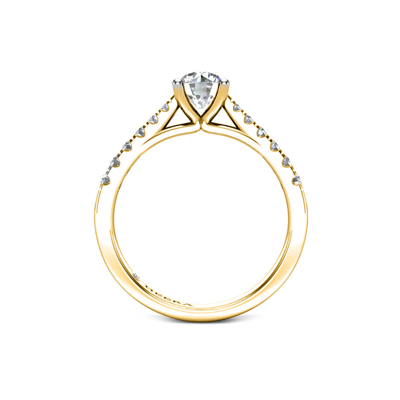 DAISY - Round Brilliant Engagement ring with Diamond Shoulders in Yellow Gold - HEERA DIAMONDS