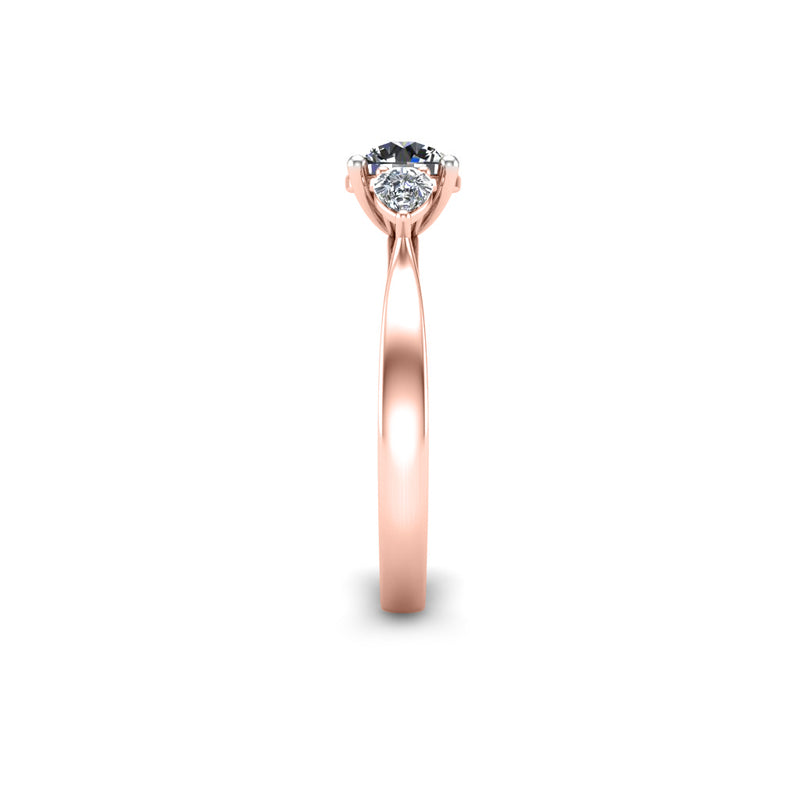 SEA - Round Brilliant and Pears Trilogy Engagement Ring in Rose Gold - HEERA DIAMONDS