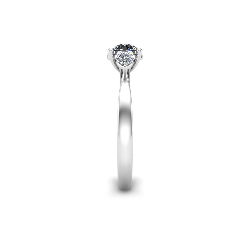 SEA - Round Brilliant and Pears Trilogy Engagement Ring in Platinum - HEERA DIAMONDS