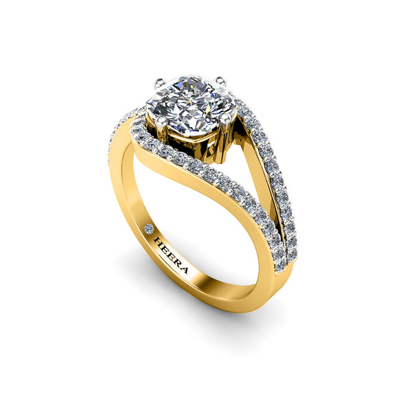 NAOMI - Cushion Cut Engagement Ring with Halo in Yellow Gold - HEERA DIAMONDS