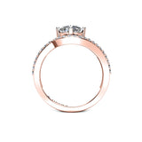 CINTHIA - Cushion Diamond Engagement ring with Tie Diamond Shoulders in Rose Gold - HEERA DIAMONDS