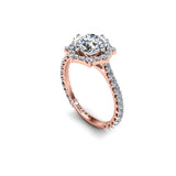 OLENA - Round Brilliant Engagement Ring with Diamond Halo and Shoulders in Rose Gold - HEERA DIAMONDS