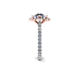 DEMI - Round Brilliant Engagement Ring with Diamond Halo and Shoulders in Rose Gold - HEERA DIAMONDS