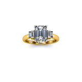 PLUM - Emerald and Baguettes Trilogy Engagement Ring in Yellow Gold - HEERA DIAMONDS