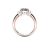 GISELLE  - Emerald Diamond Engagement ring with Baguette Shoulders in Rose Gold - HEERA DIAMONDS