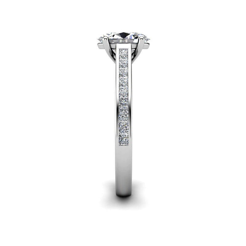 BELVA - Oval Diamond Engagement ring with Diamond Shoulders in Platinum - HEERA DIAMONDS
