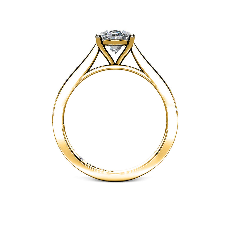 BELVA - Oval Diamond Engagement ring with Diamond Shoulders in Yellow Gold - HEERA DIAMONDS