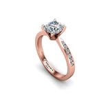 REBECA - Round Brilliant Engagement ring with Diamond Shoulders in Rose Gold - HEERA DIAMONDS