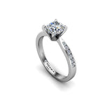 REBECA - Round Brilliant Engagement ring with Diamond Shoulders in Platinum - HEERA DIAMONDS