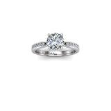 REBECA - Round Brilliant Engagement ring with Diamond Shoulders in Platinum - HEERA DIAMONDS