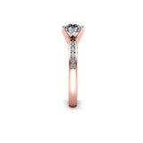 REBECA - Round Brilliant Engagement ring with Diamond Shoulders in Rose Gold - HEERA DIAMONDS