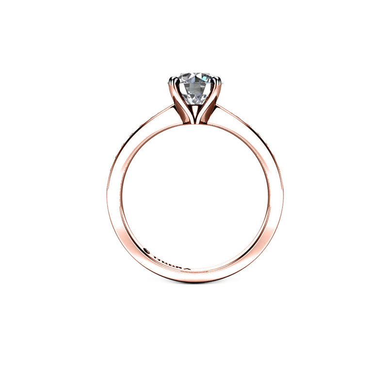REBECA - Round Brilliant Engagement ring with Diamond Shoulders in Rose Gold - HEERA DIAMONDS