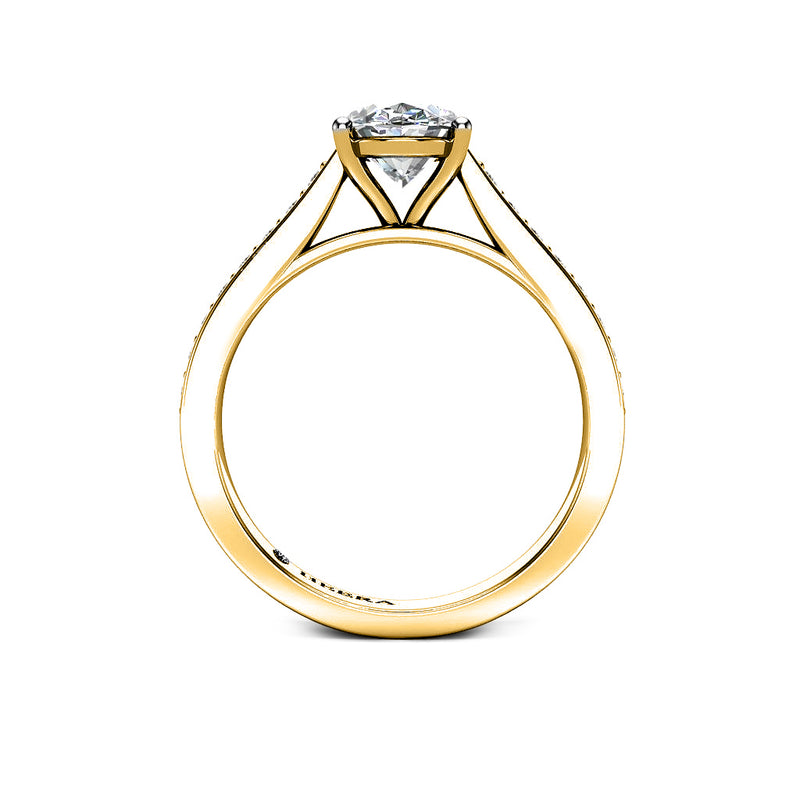 LUCIA - Oval Diamond Engagement ring with Diamond Shoulders in Yellow Gold - HEERA DIAMONDS