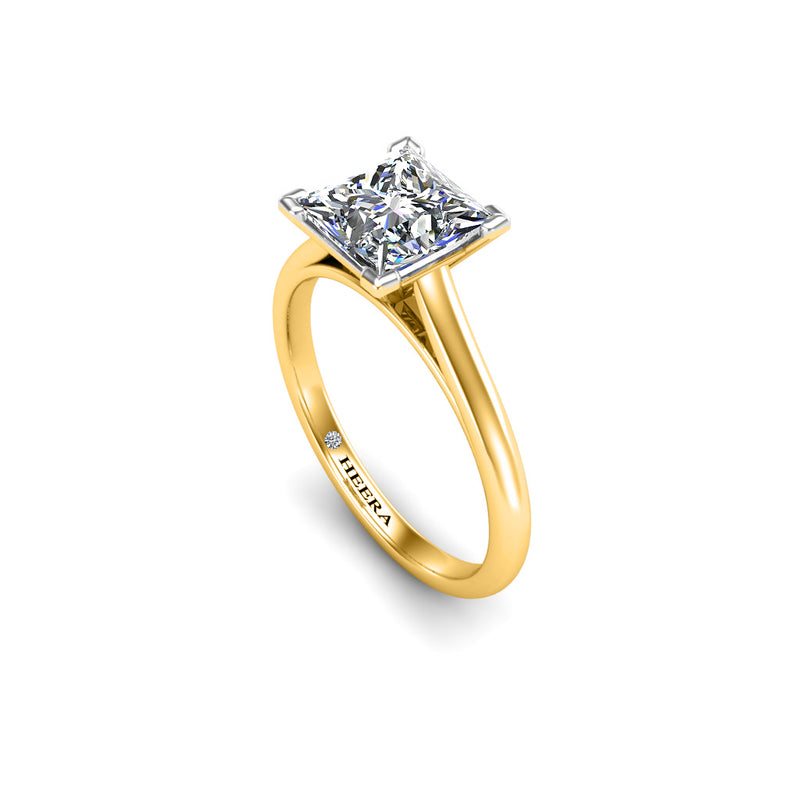 PERRINE - Princess Cut Diamond Solitaire Engagement Ring in Yellow Gold - HEERA DIAMONDS