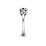CANDY - Oval and Baguettes Trilogy Engagement Ring in Platinum - HEERA DIAMONDS
