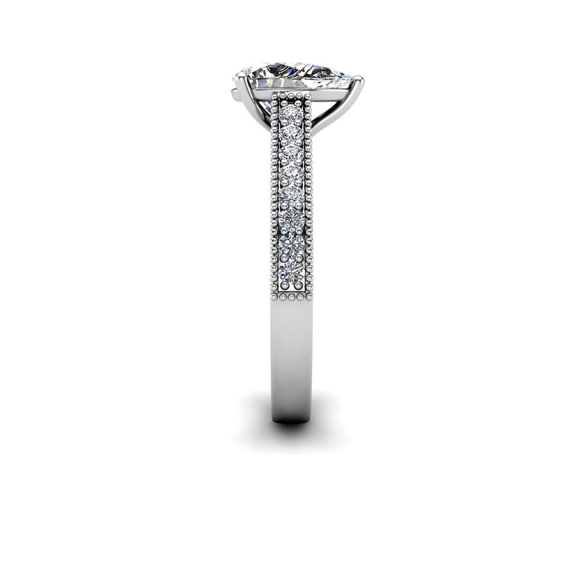 KATHY - Pear Diamond Engagement ring with Diamond Shoulders Platinum - HEERA DIAMONDS