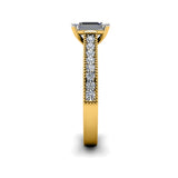 TANIA - Emerald Diamond Engagement ring with Milgrain Shoulders in Yellow Gold - HEERA DIAMONDS