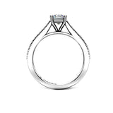 TANIA - Emerald Diamond Engagement ring with Milgrain Shoulders in Platinum - HEERA DIAMONDS