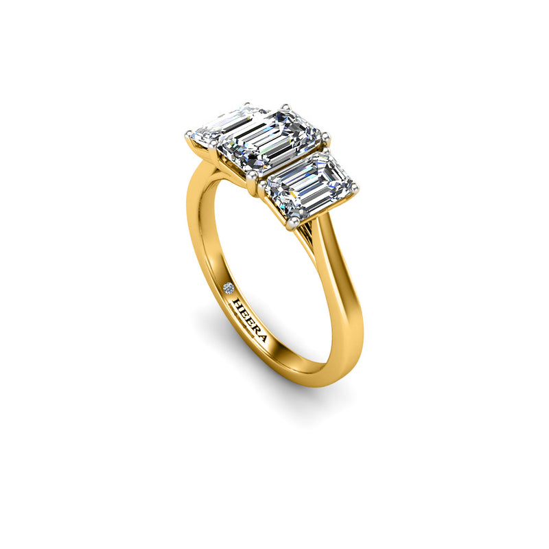 RASIN II - Emeralds Trilogy Engagement Ring in Yellow Gold - HEERA DIAMONDS