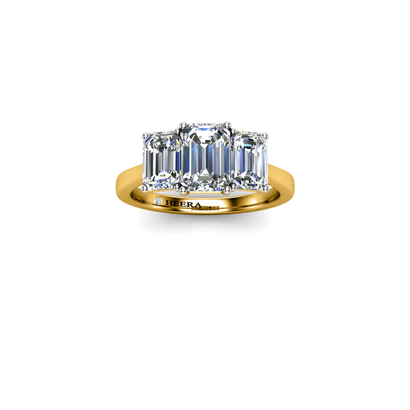 RASIN II - Emeralds Trilogy Engagement Ring in Yellow Gold - HEERA DIAMONDS