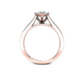 CLEO - Emerald Diamond Engagement ring with Grain Shoulders in Rose Gold - HEERA DIAMONDS