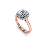 KENTIA - Cushion Cut Engagement Ring with Halo in Rose Gold - HEERA DIAMONDS