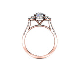 SAMIRA - Round Brilliant Engagement Ring with Diamond Halo and Shoulders in Rose Gold - HEERA DIAMONDS