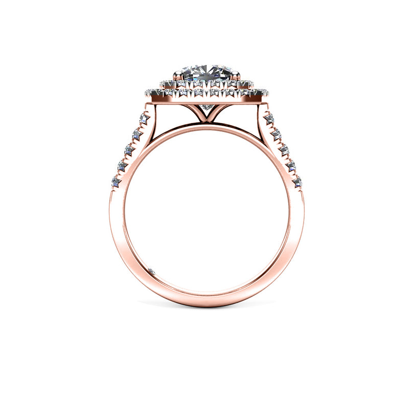 YARA - Cushion Cut Engagement Ring with Double Halo and Diamond Shoulders in Rose Gold - HEERA DIAMONDS
