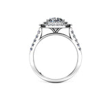 YARA - Cushion Cut Engagement Ring with Double Halo and Diamond Shoulders in Platinum - HEERA DIAMONDS