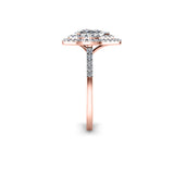 NATALIE - Pear Cut Engagement Ring with Diamond Halo and Shoulders in Rose Gold - HEERA DIAMONDS