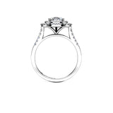 NATALIE - Pear Cut Engagement Ring with Diamond Halo and Shoulders in Platinum - HEERA DIAMONDS