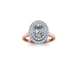 XENIA - Oval Cut Engagement Ring with Double Diamond Halo in Rose Gold - HEERA DIAMONDS