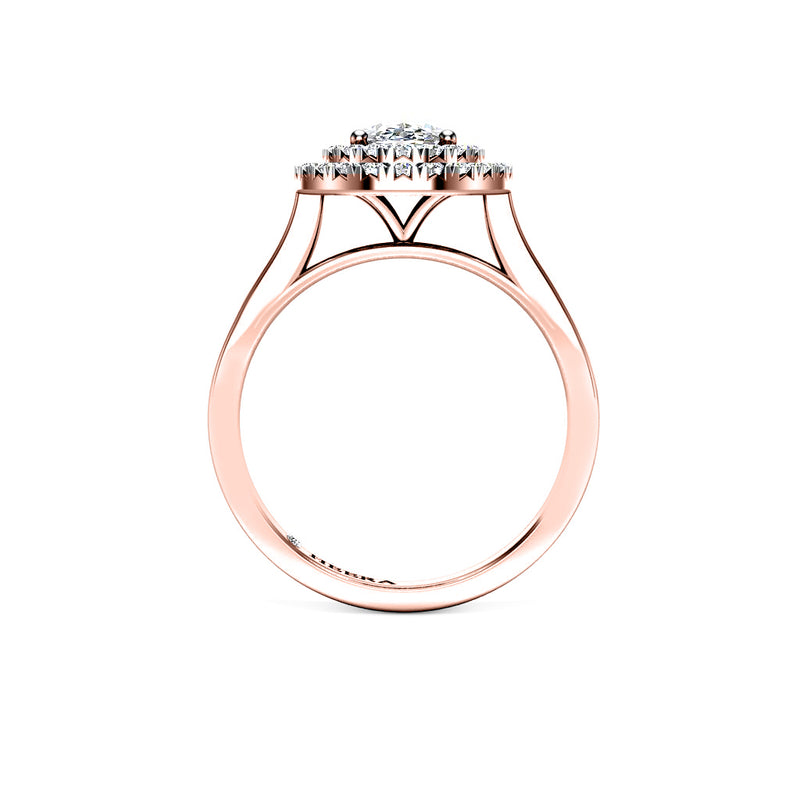 XENIA - Oval Cut Engagement Ring with Double Diamond Halo in Rose Gold - HEERA DIAMONDS