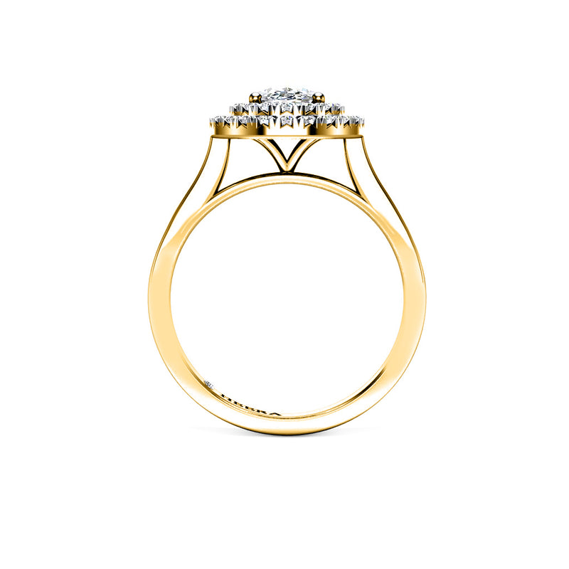 XENIA - Oval Cut Engagement Ring with Double Diamond Halo in Yellow Gold - HEERA DIAMONDS