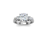 MAY - Round Brilliant and Emeralds Trilogy Engagement Ring in Platinum - HEERA DIAMONDS