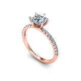 ZOE - Round Brilliant Engagement Ring with Fine Diamond Shoulders in Rose Gold - HEERA DIAMONDS