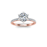 ZOE - Round Brilliant Engagement Ring with Fine Diamond Shoulders in Rose Gold - HEERA DIAMONDS