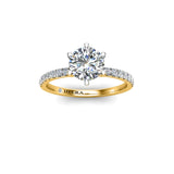 ZOE - Round Brilliant Engagement Ring with Fine Diamond Shoulders in Yellow Gold - HEERA DIAMONDS
