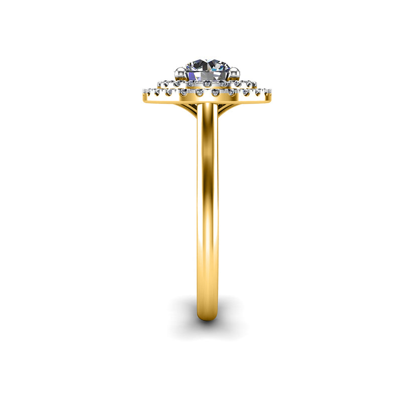 AYAN - Round Brilliant Engagement Ring with Diamond Halo in Yellow Gold - HEERA DIAMONDS