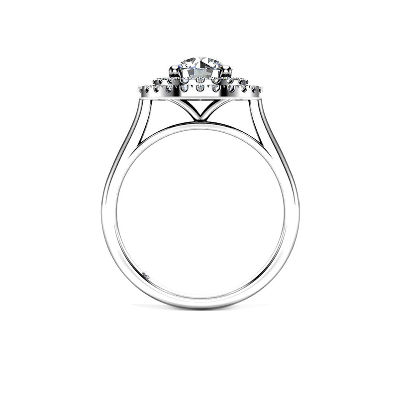 AYAN - Round Brilliant Engagement Ring with Diamond Halo in Platinum - HEERA DIAMONDS