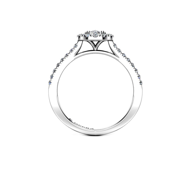 SAGE - Cushion Cut Engagement Ring with Halo and Diamond Shoulders in Platinum - HEERA DIAMONDS
