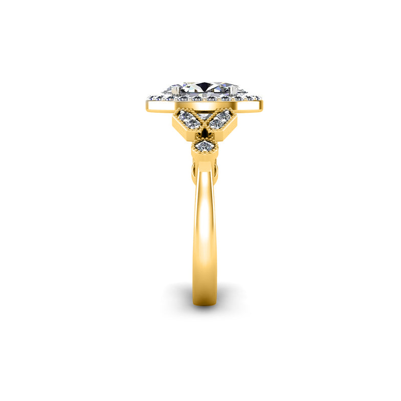 CONCEPCION - Oval Cut Engagement Ring with Halo in Yellow Gold - HEERA DIAMONDS